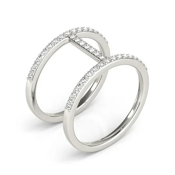 14k White Gold Dual Band Bridge Style Diamond Ring (3/8 cttw) - Peelerie