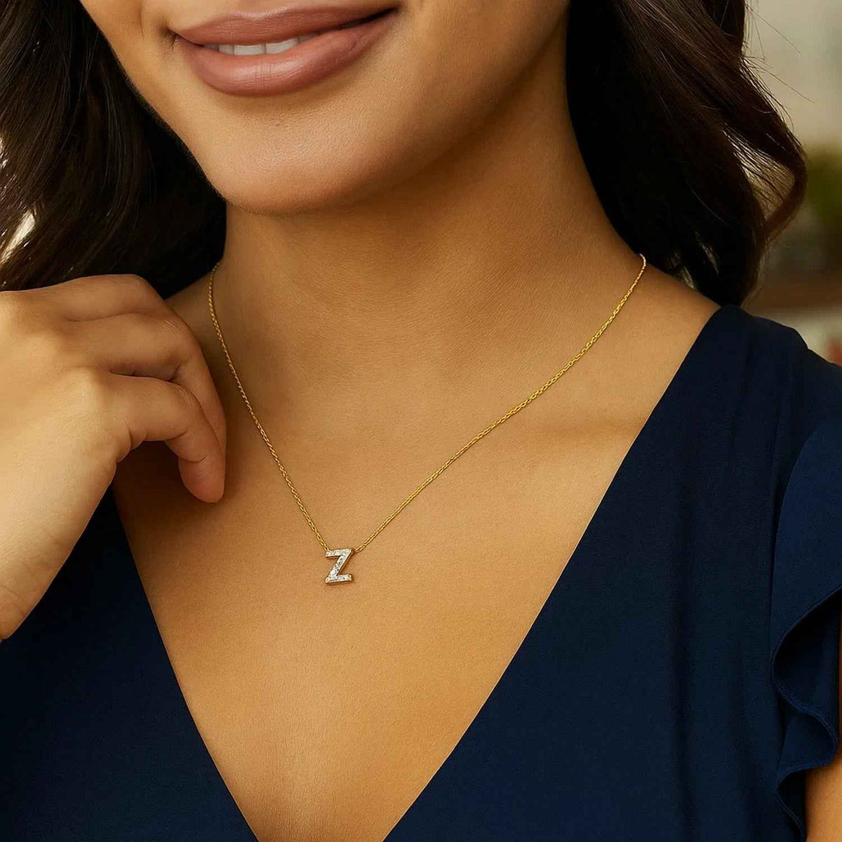 14k yellow gold pendant necklace set with diamonds