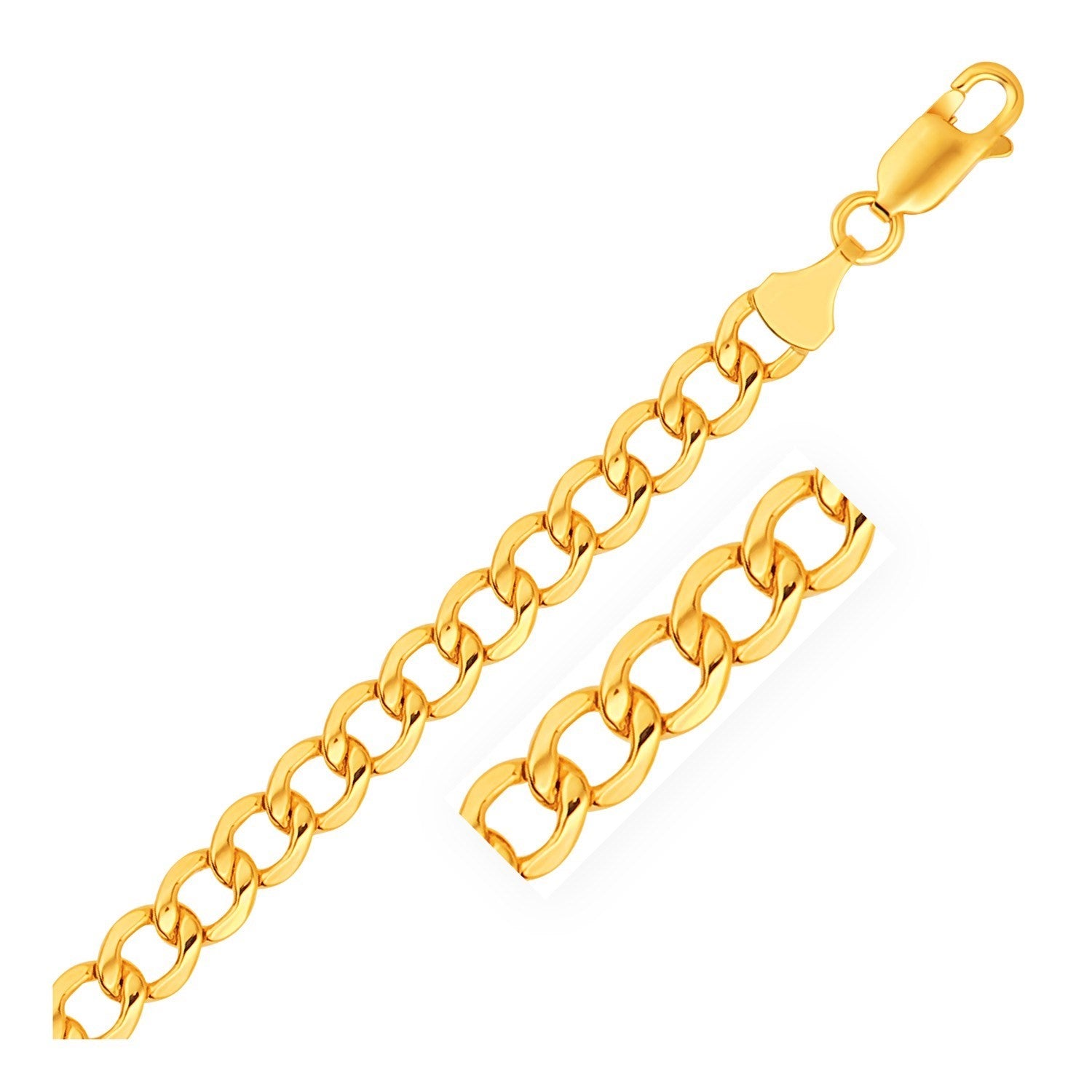 10k Yellow Gold Lite Curb Bracelet (6.20 mm) in a sleek high-contrast midnight luxury editorial style