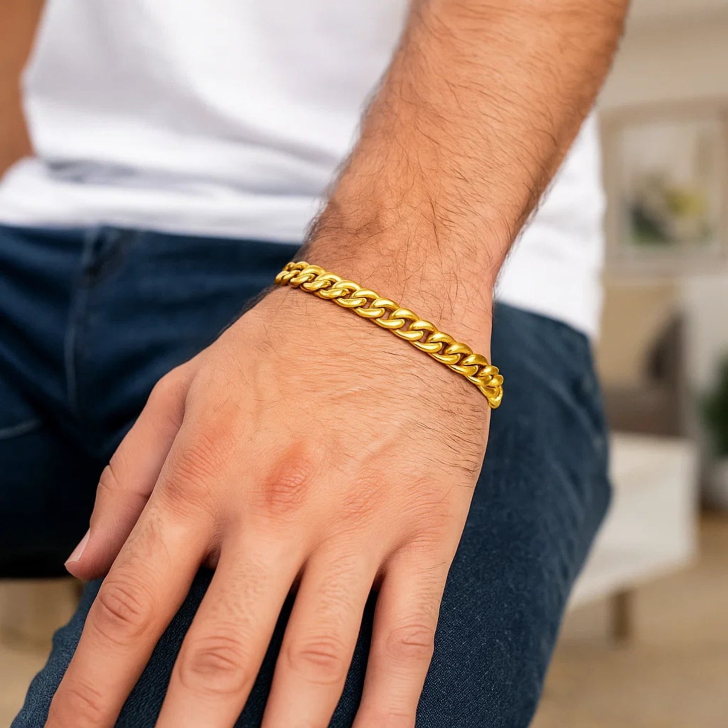 14k Yellow Gold Miami Cuban Semi Solid Bracelet (7.00 mm)