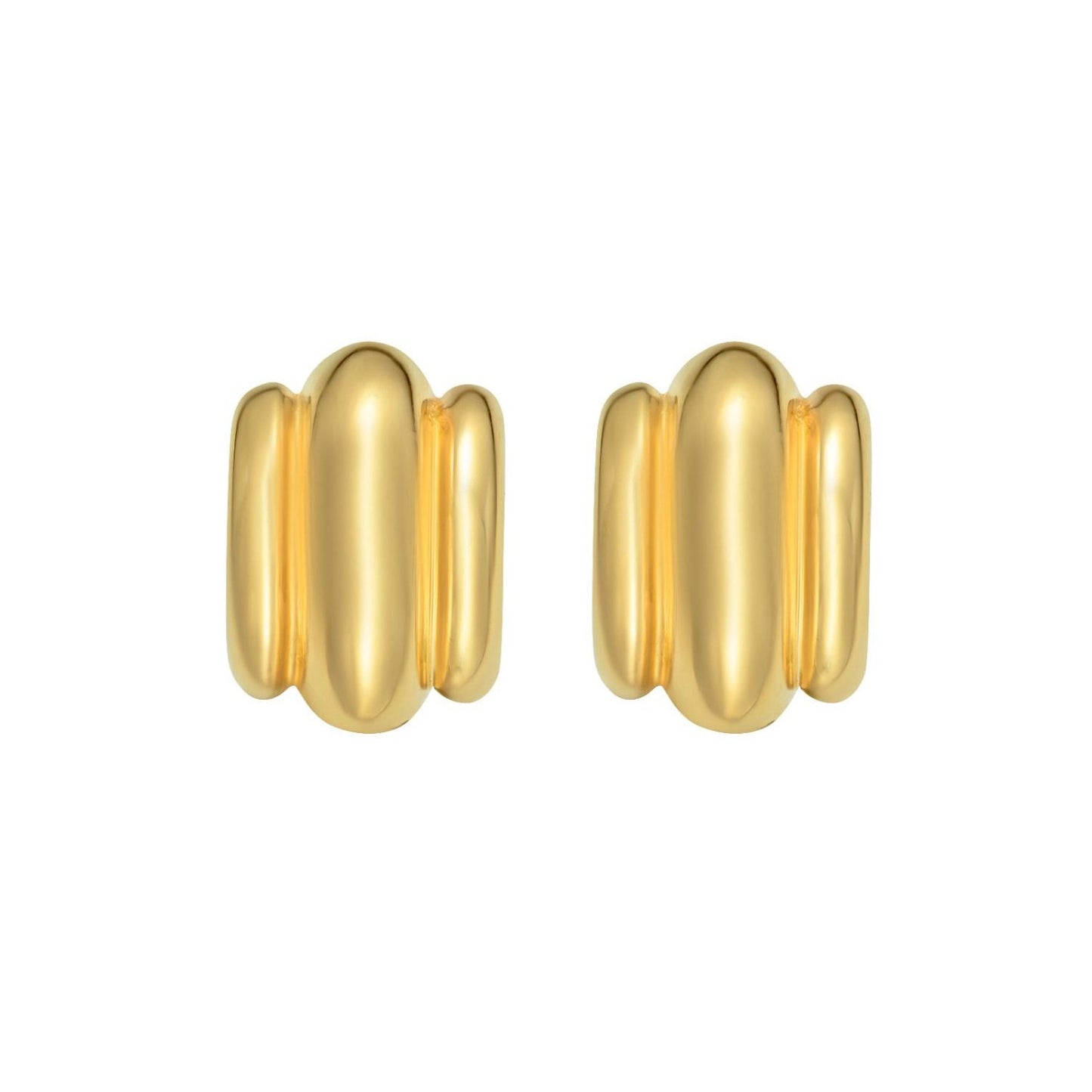 14K Yellow Gold Triple Bar Half Hoop Earrings