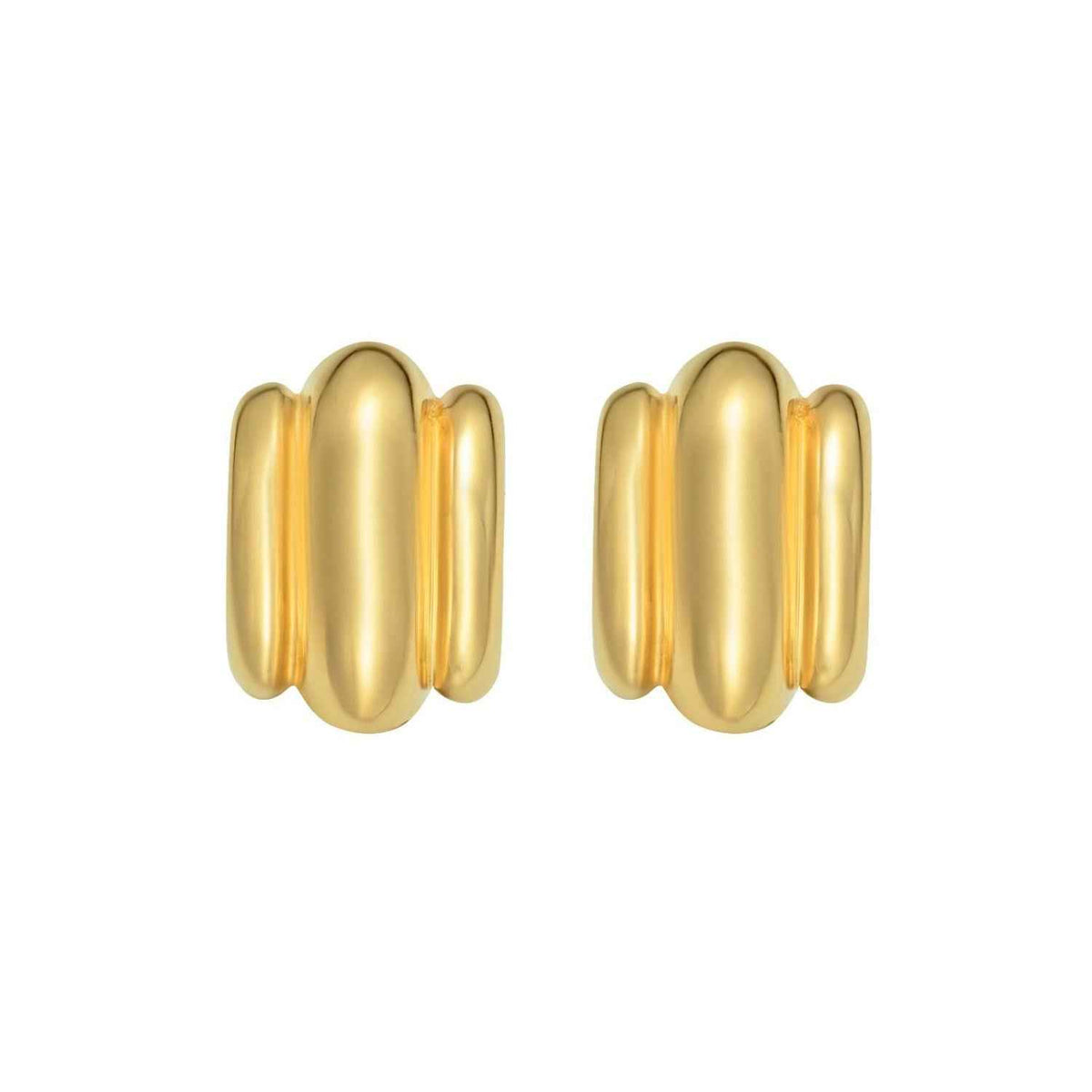 14K Yellow Gold Triple Bar Half Hoop Earrings