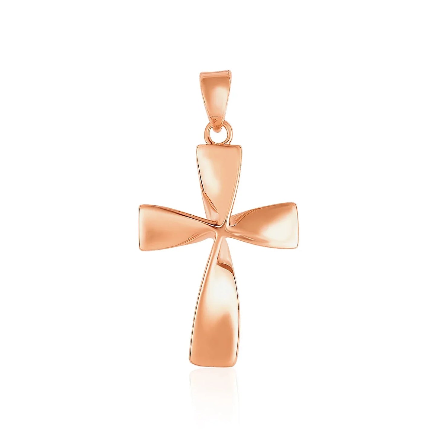Flat Twisted Cross Pendant in 14k Rose Gold - Peelerie