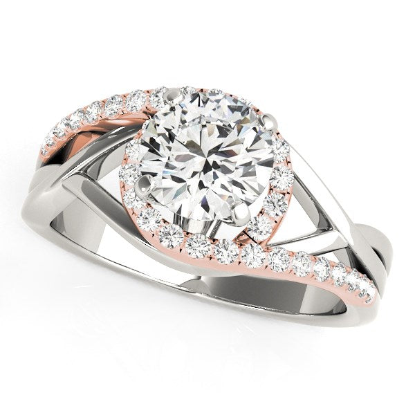 14k White And Rose Gold Bypass Diamond Engagement Ring (1 1/4 cttw) in a sleek high-contrast midnight luxury editorial style