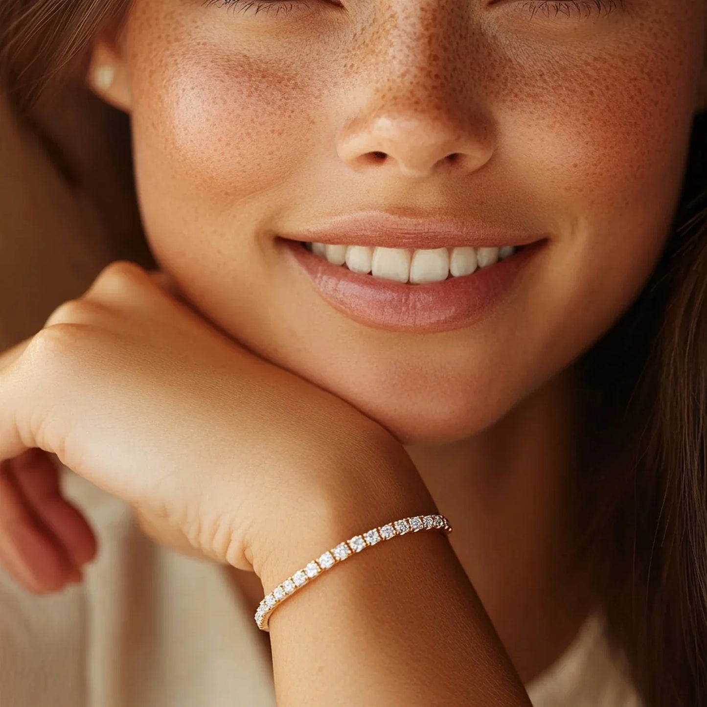 Lab Grown Round Diamond Tennis Bracelet in 14k Yellow Gold(5 cctw F/G VS2/SI1) - Peelerie