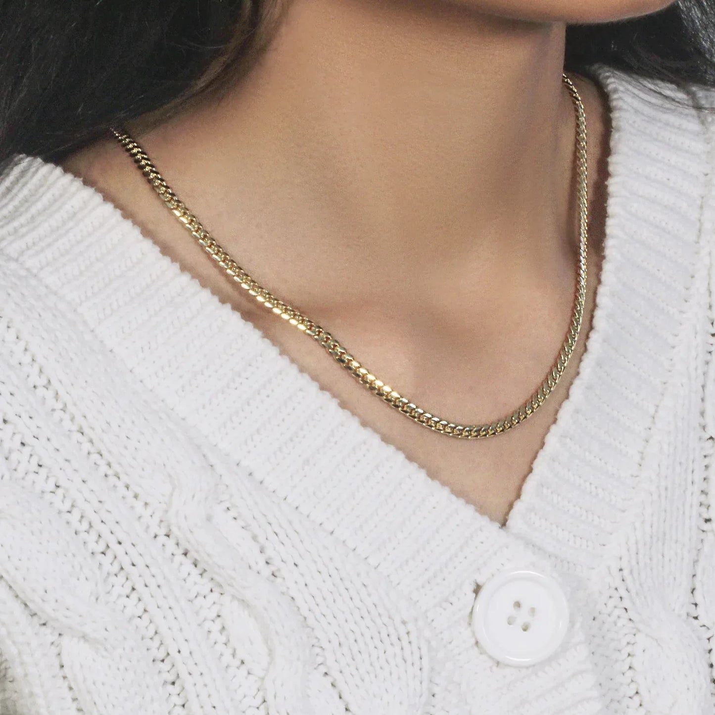 3.9mm 10k Yellow Gold Classic Miami Cuban Solid Chain - Peelerie