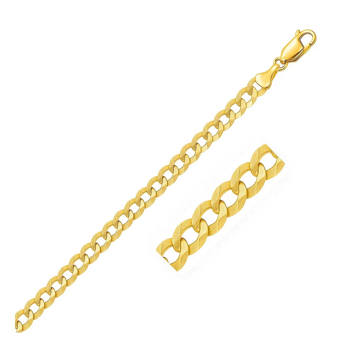 10k Yellow Gold Curb Bracelet (7.00 mm) in a sleek high-contrast midnight luxury editorial style