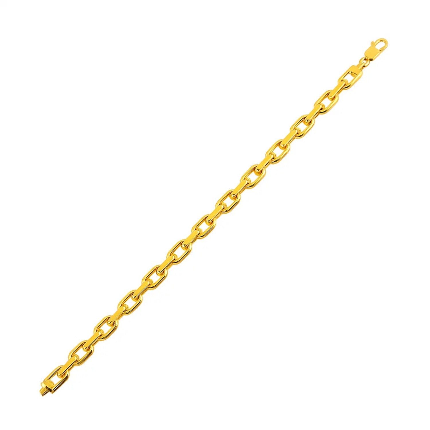 14k Yellow Gold French Cable Chain Bracelet (6.10 mm) in a sleek high-contrast midnight luxury editorial style