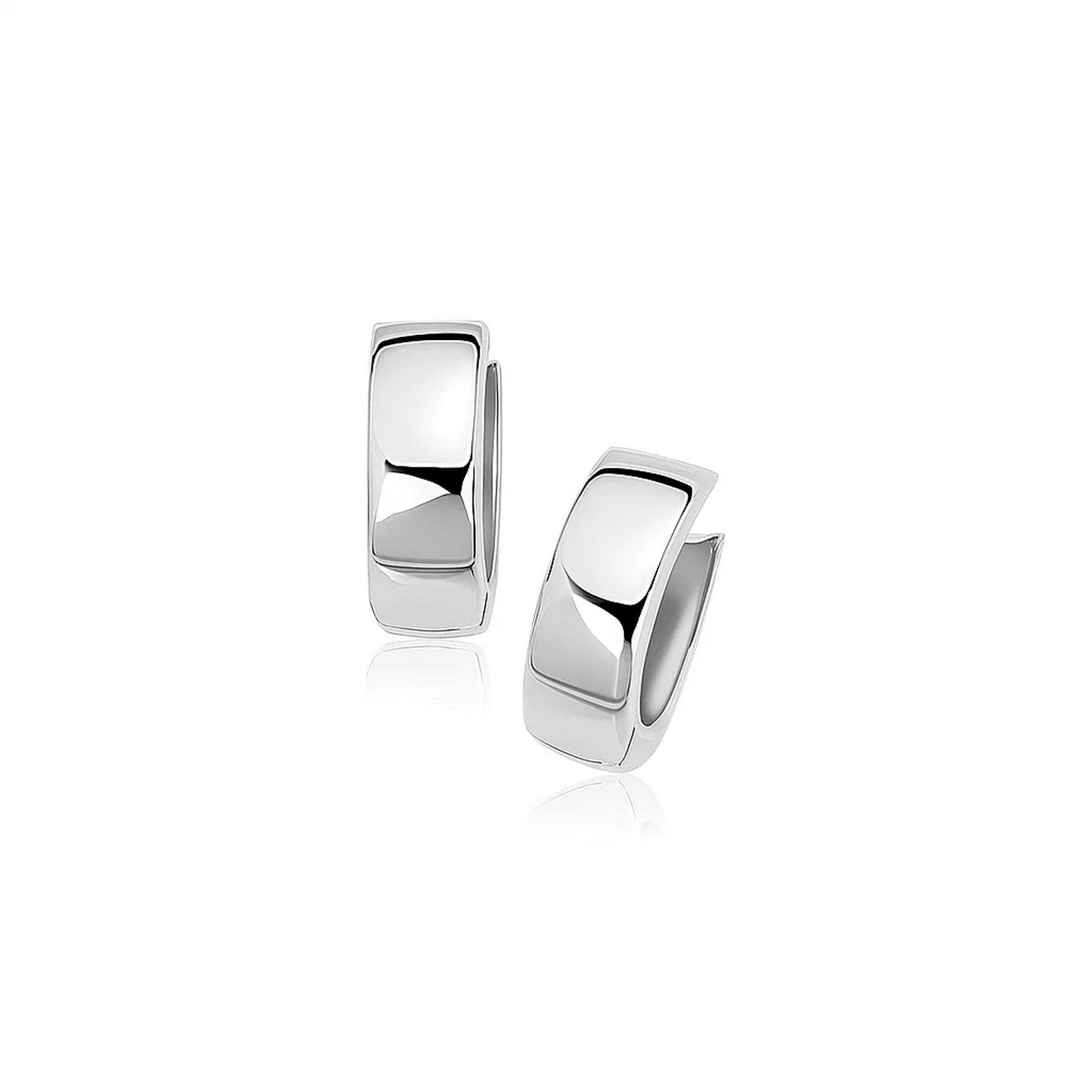 14k White Gold Snuggable Hoop Earrings in a sleek high-contrast midnight luxury editorial style