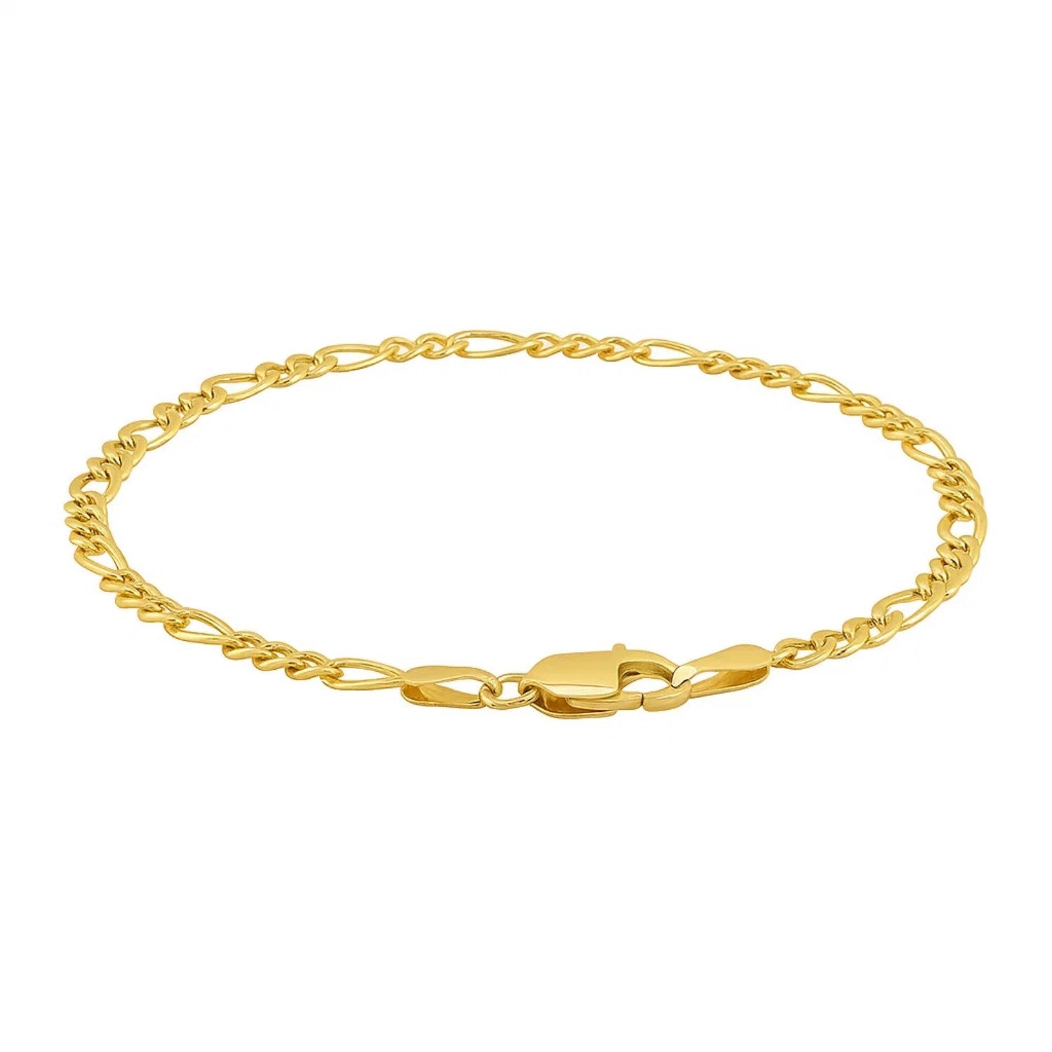 10k Yellow Gold Link Figaro Bracelet (2.60 mm) - Peelerie