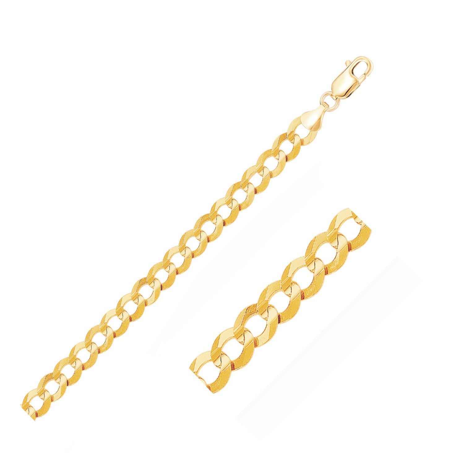 10k Yellow Gold Curb Bracelet (8.20 mm) in a sleek high-contrast midnight luxury editorial style