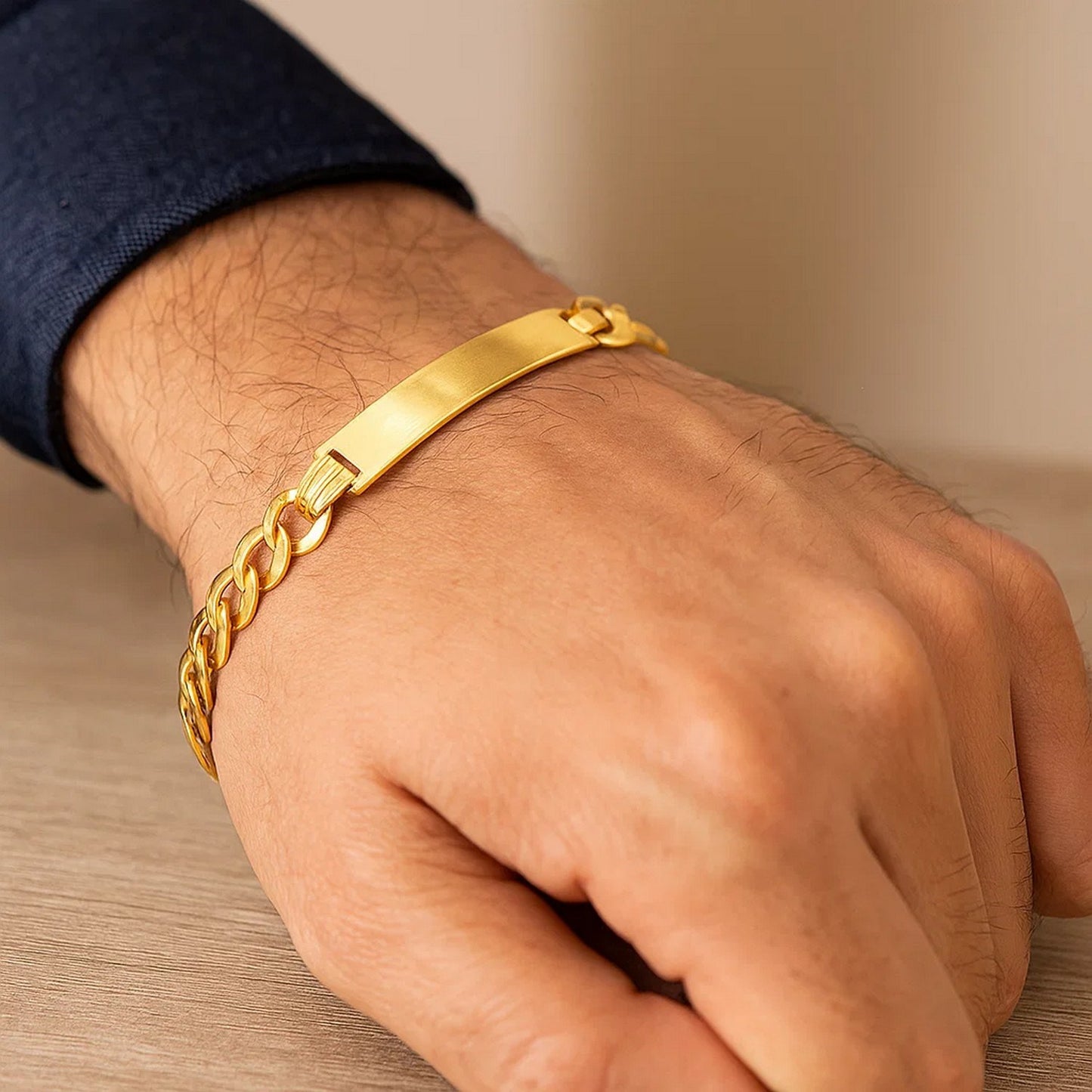 14k Yellow Gold 8 1/2 inch Mens Curb Chain ID Bracelet (8.30 mm)