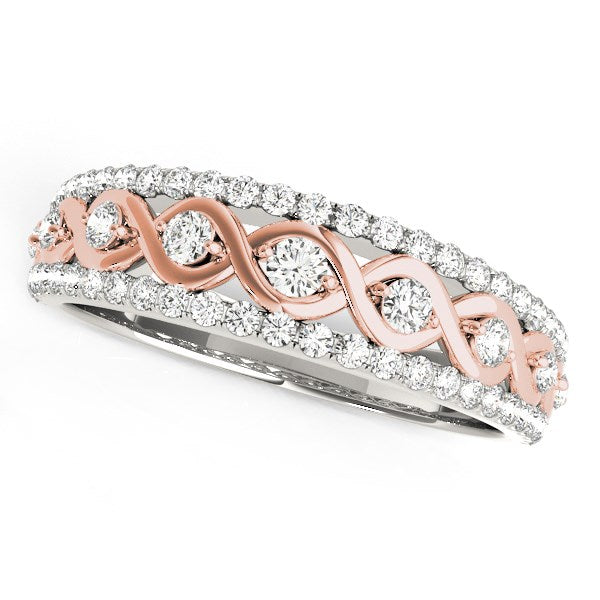 14k White And Rose Gold Infinity Diamond Band (3/8 cttw) in a sleek high-contrast midnight luxury editorial style