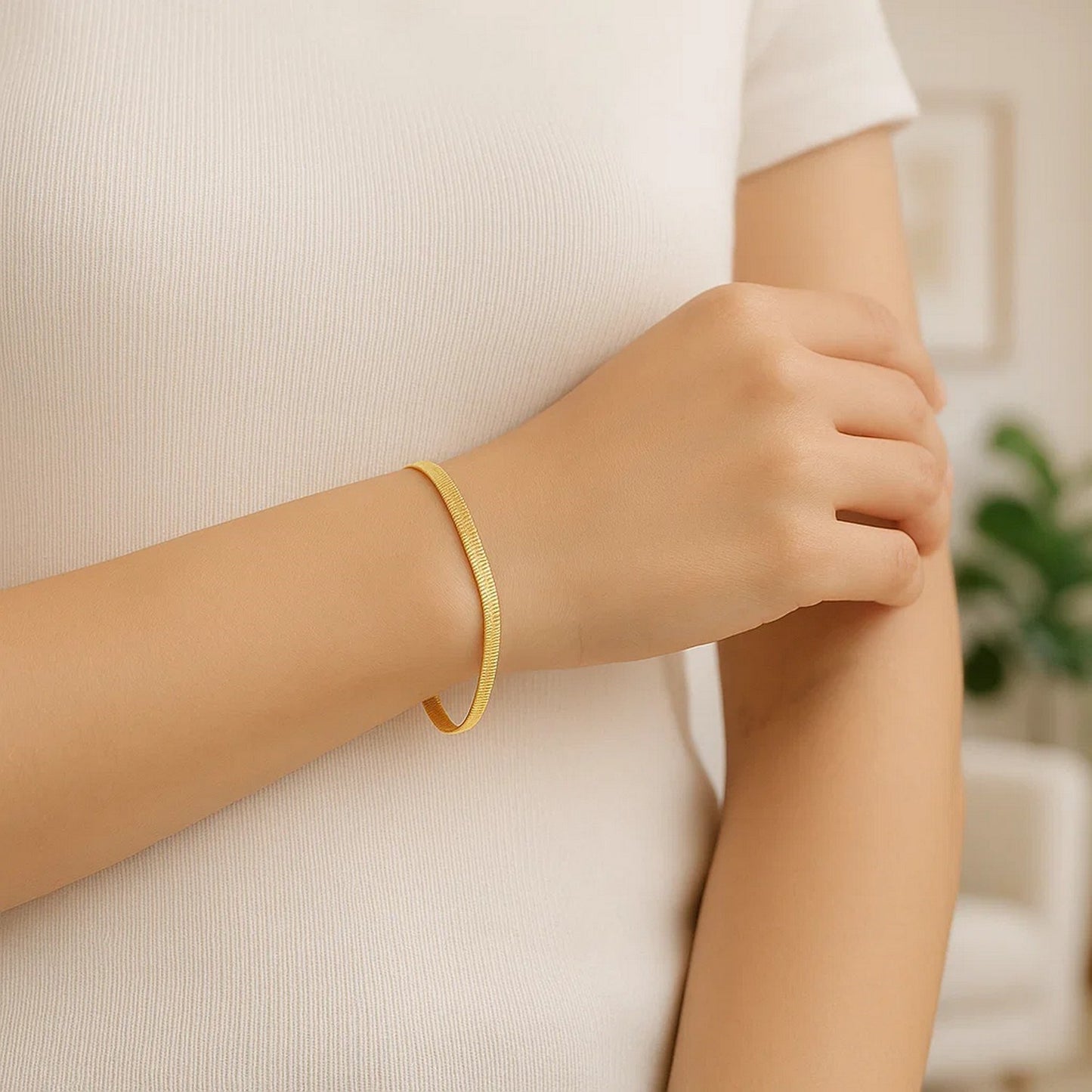 Imperial Herringbone Bracelet in 10k Yellow Gold (2.80 mm)