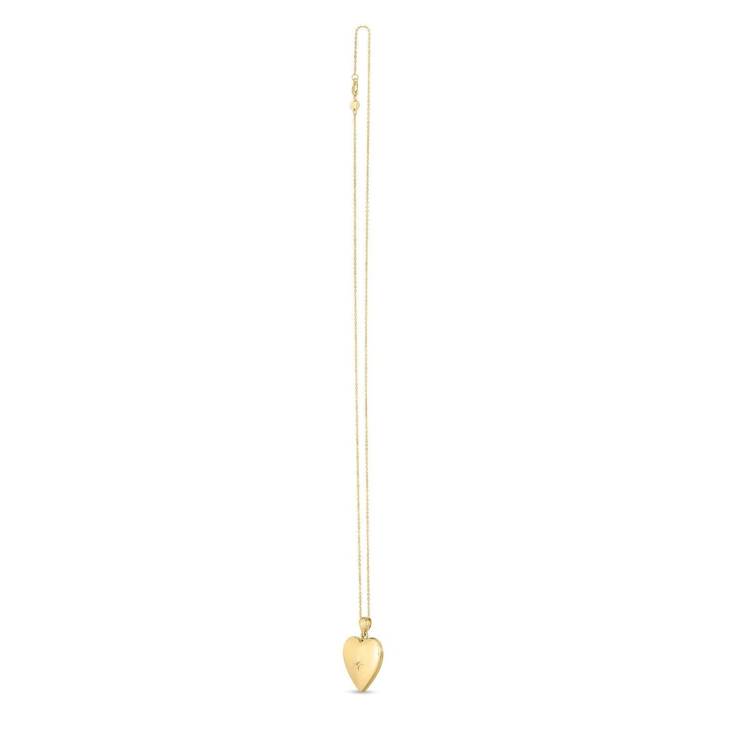 14k Yellow Gold Diamond Heart Locket Necklace