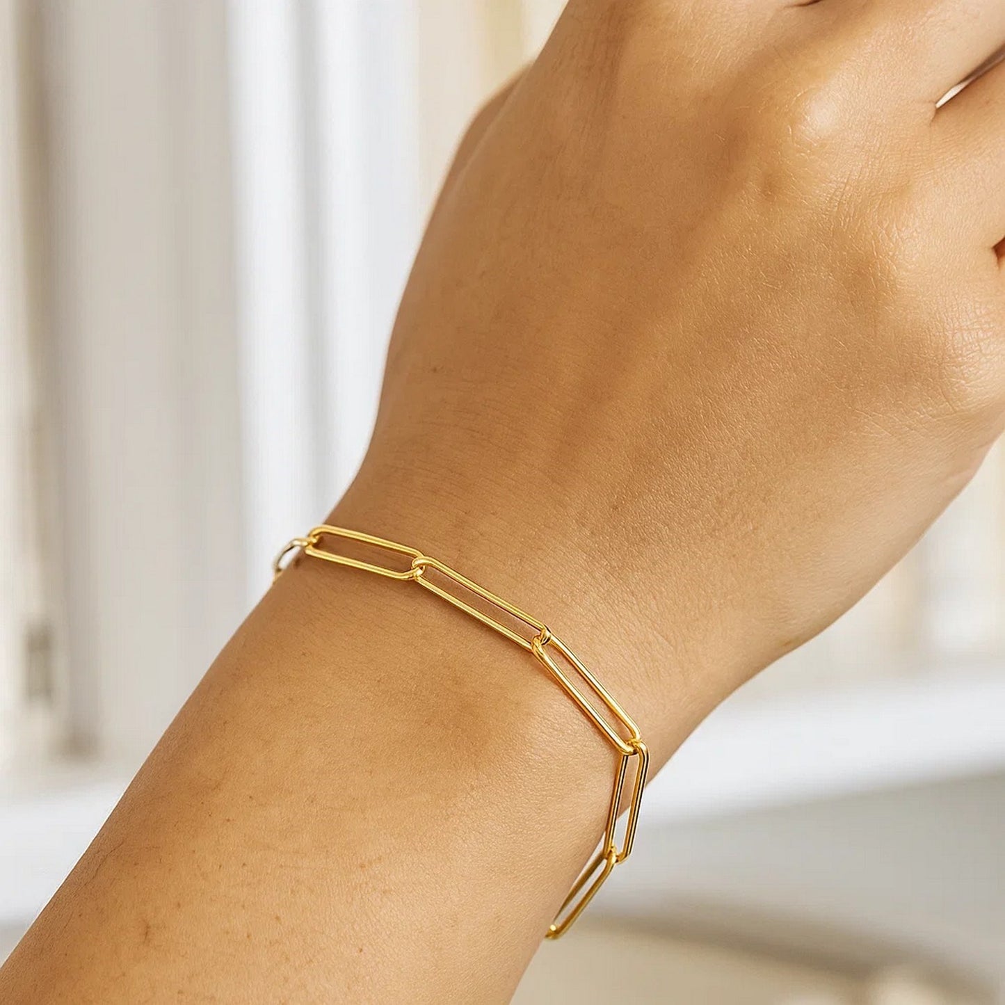14k Yellow Gold Wire Paperclip Bracelet (2.70 mm)