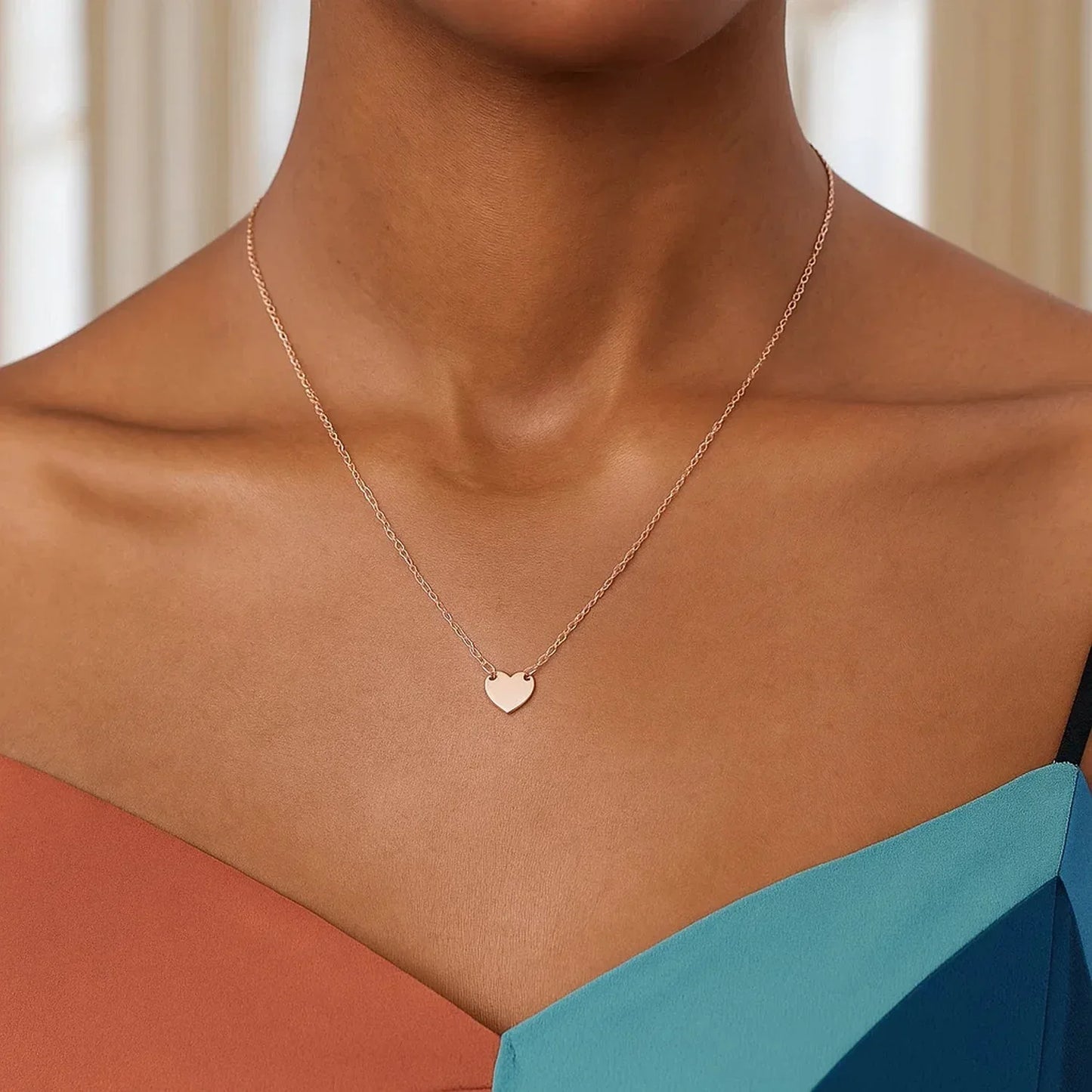 14k Rose Gold Polished Mini Heart Necklace - Peelerie