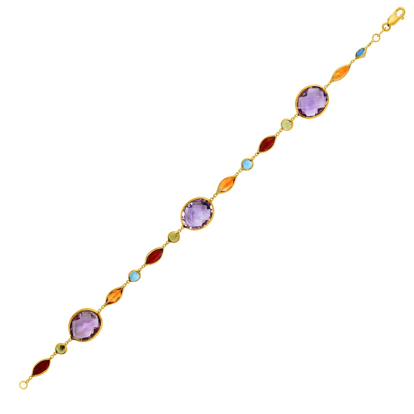 14k Yellow Gold Bracelet with Multi-Colored Stones (1.00 mm) in a sleek high-contrast midnight luxury editorial style