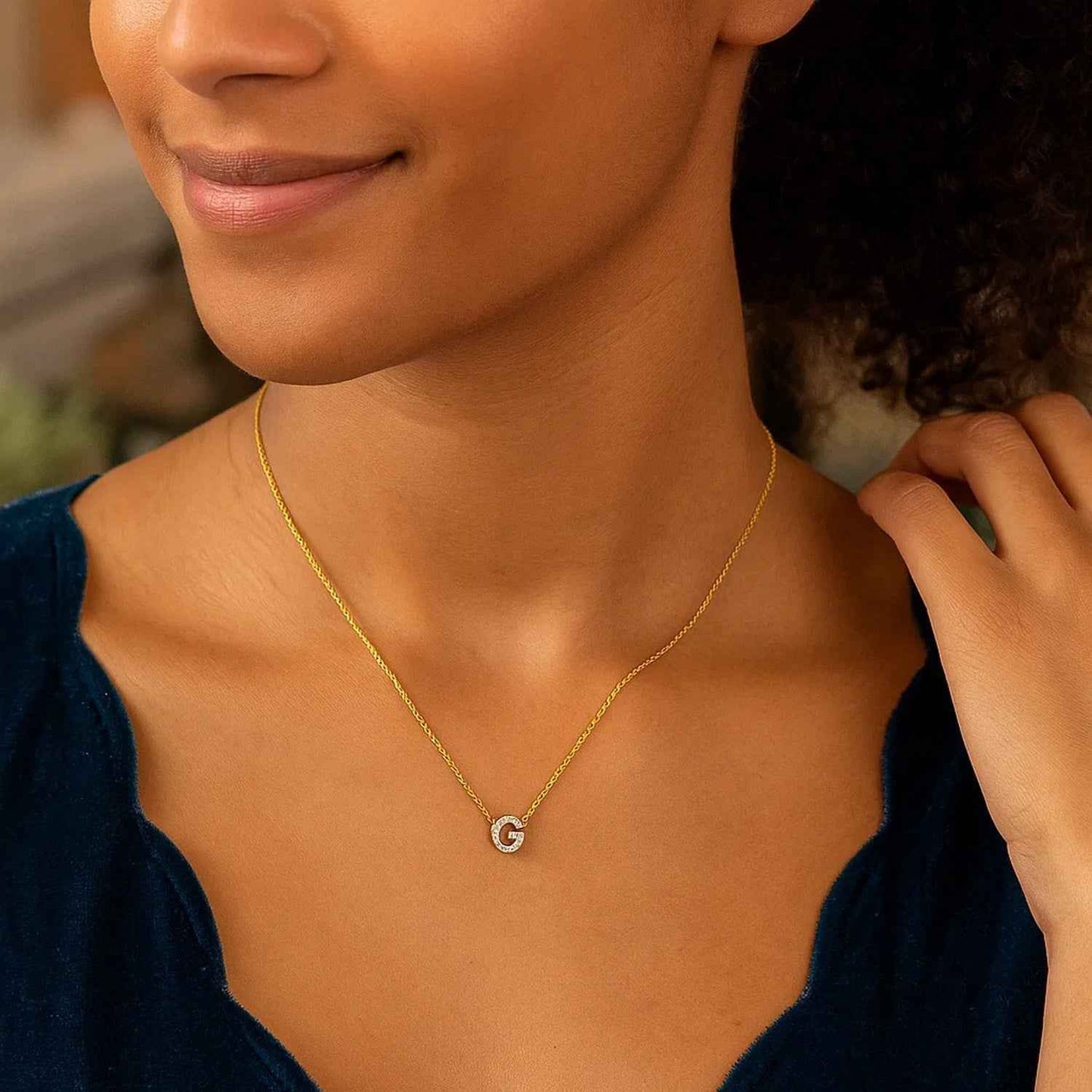 14k yellow gold pendant necklace set with diamonds