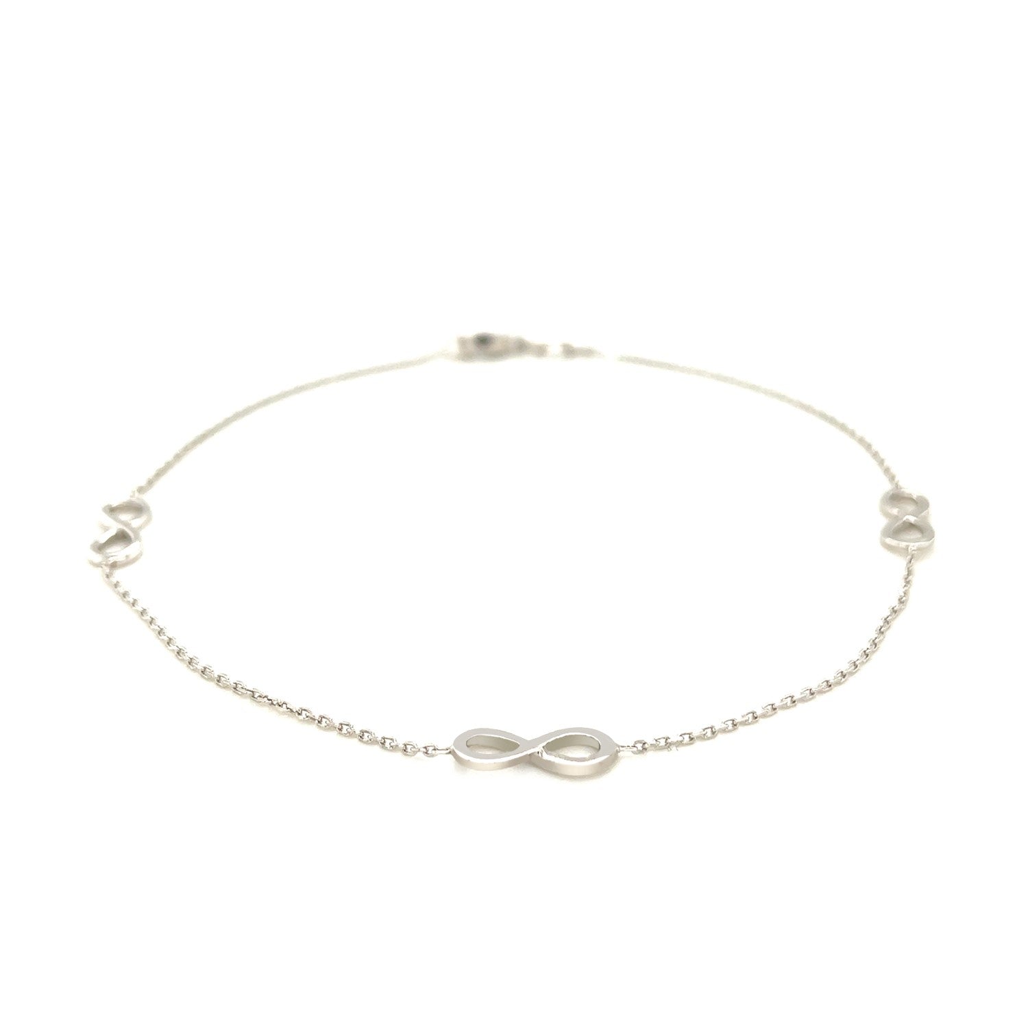 Sterling Silver Anklet with Infinity Symbols - Peelerie