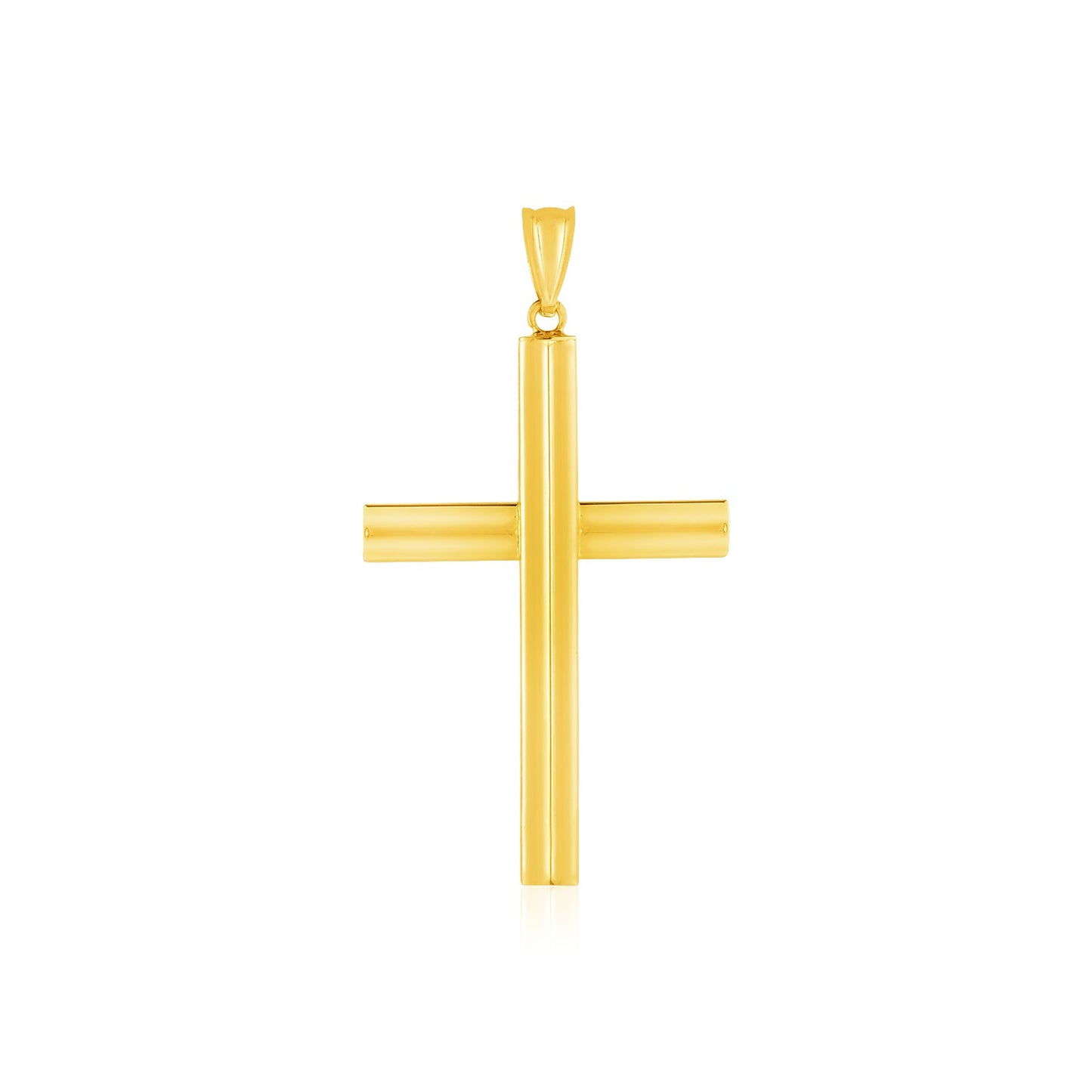 14k Yellow Gold Polished Cross Pendant in a sleek high-contrast midnight luxury editorial style
