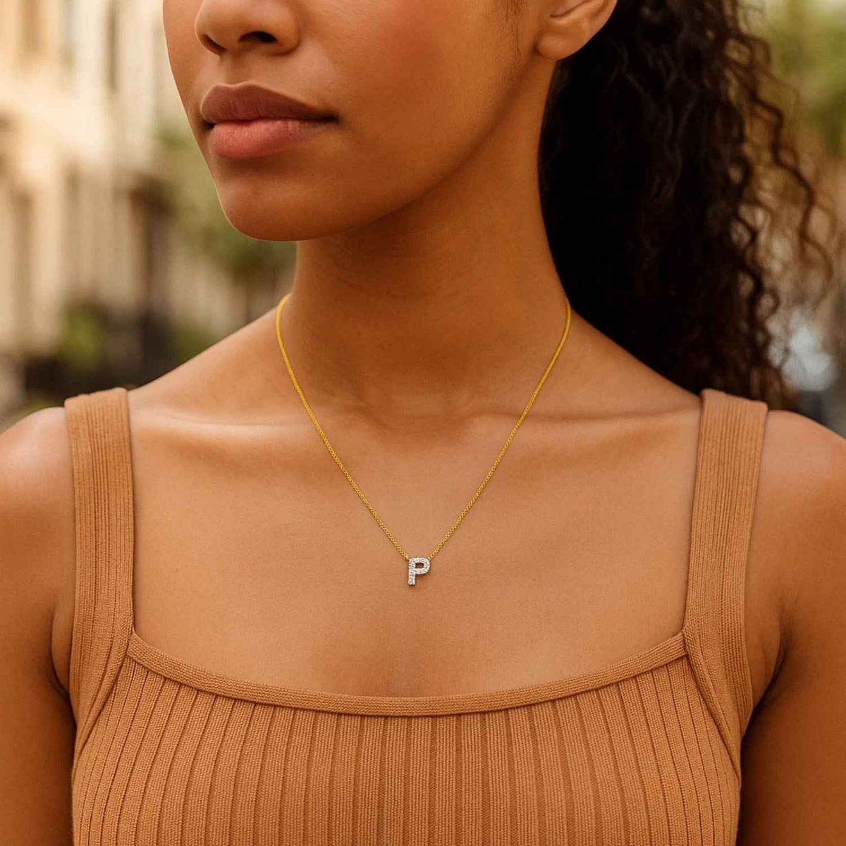 14k yellow gold pendant necklace set with diamonds