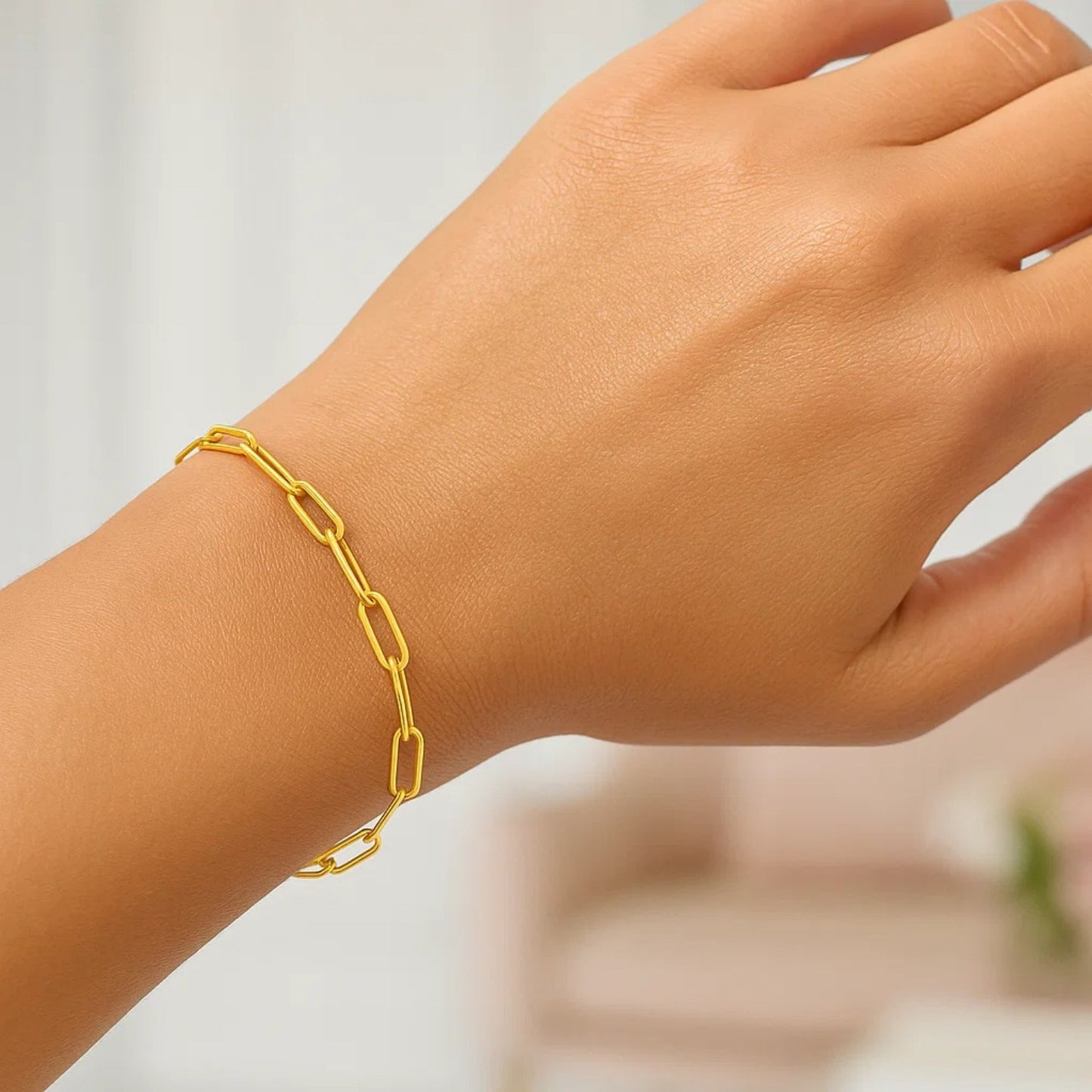 14K Yellow Gold Paperclip Bracelet (3.50 mm)