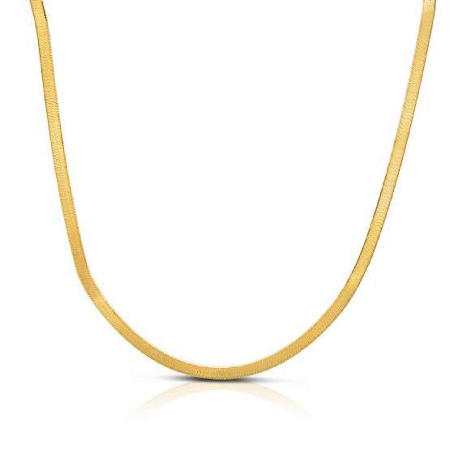 14k Yellow Gold Super Flex Herringbone Chain (1.50 mm) in a sleek high-contrast midnight luxury editorial style