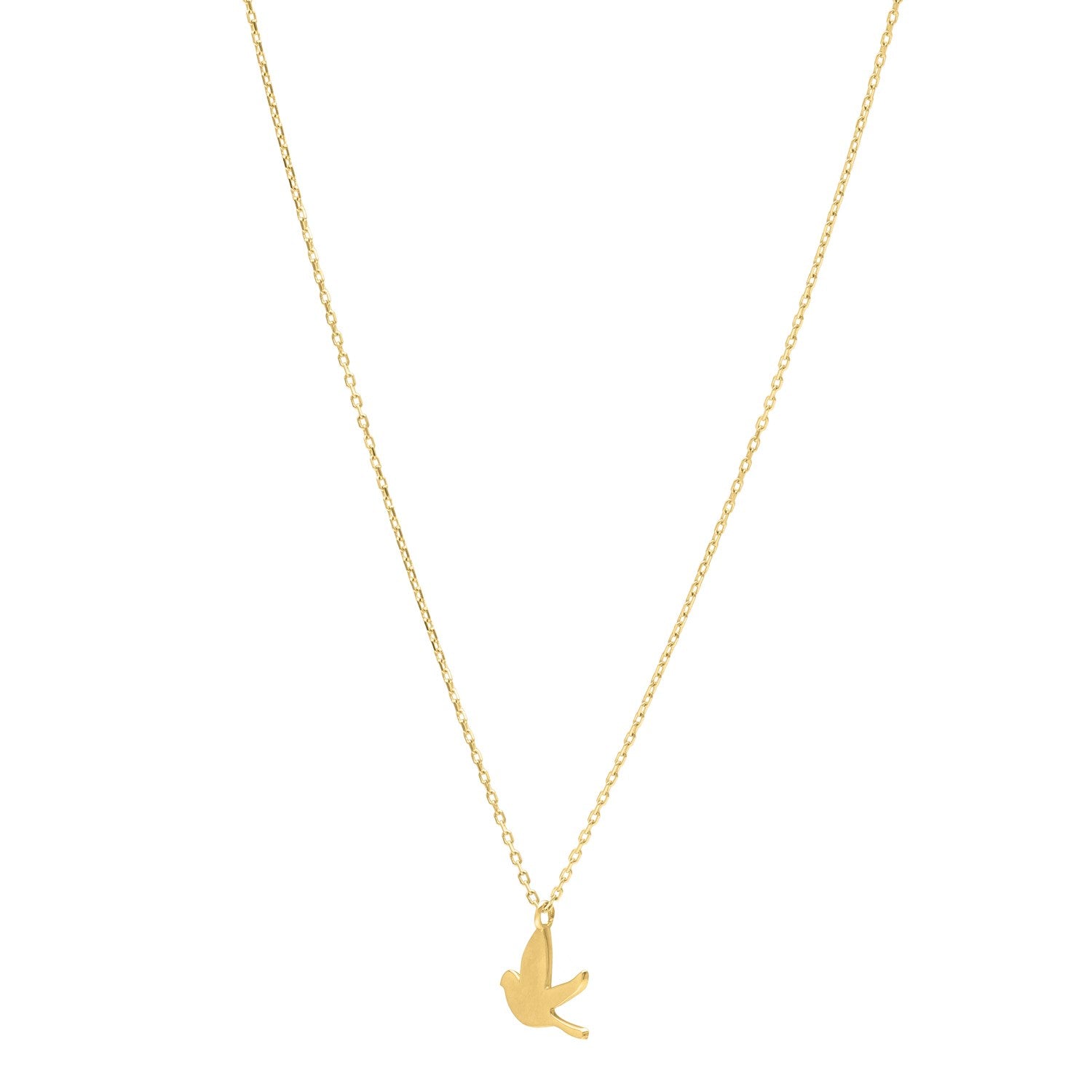 Dove Necklace in 14K Yellow Gold in a sleek high-contrast midnight luxury editorial style