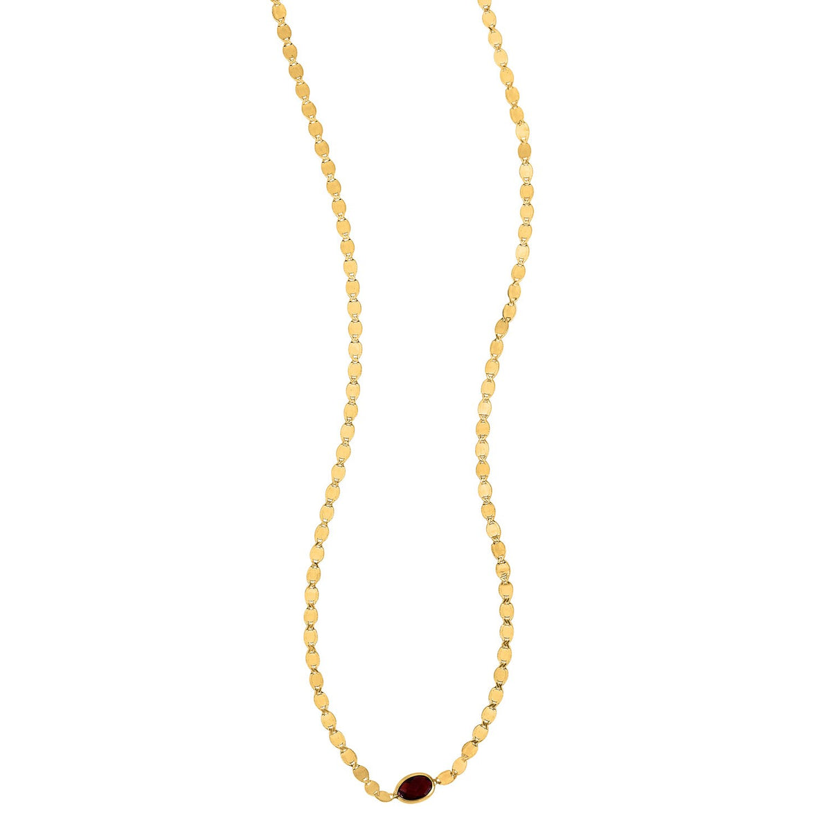 14k yellow gold chain set with garnet