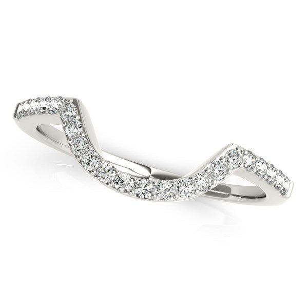 14k White Gold Curved Diamond Wedding Band (1/3 cttw) in a sleek high-contrast midnight luxury editorial style