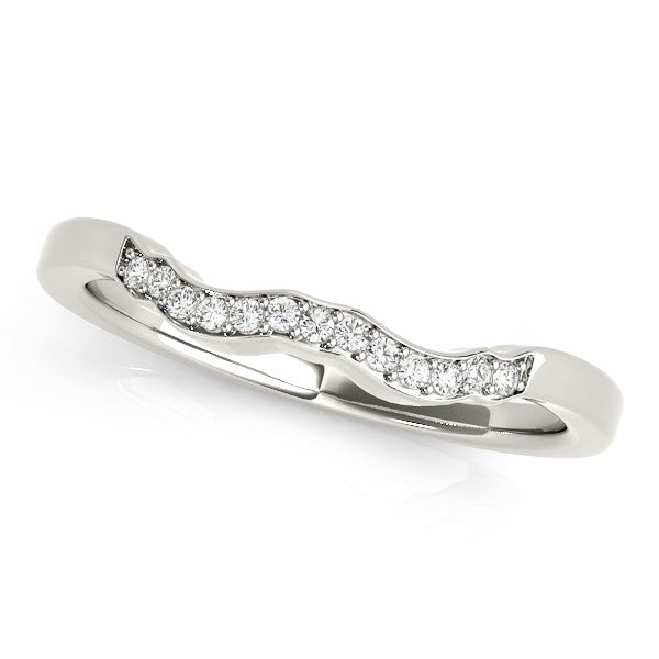 14k White Gold Wavy Style Diamond Wedding Ring (1/15 cttw) in a sleek high-contrast midnight luxury editorial style