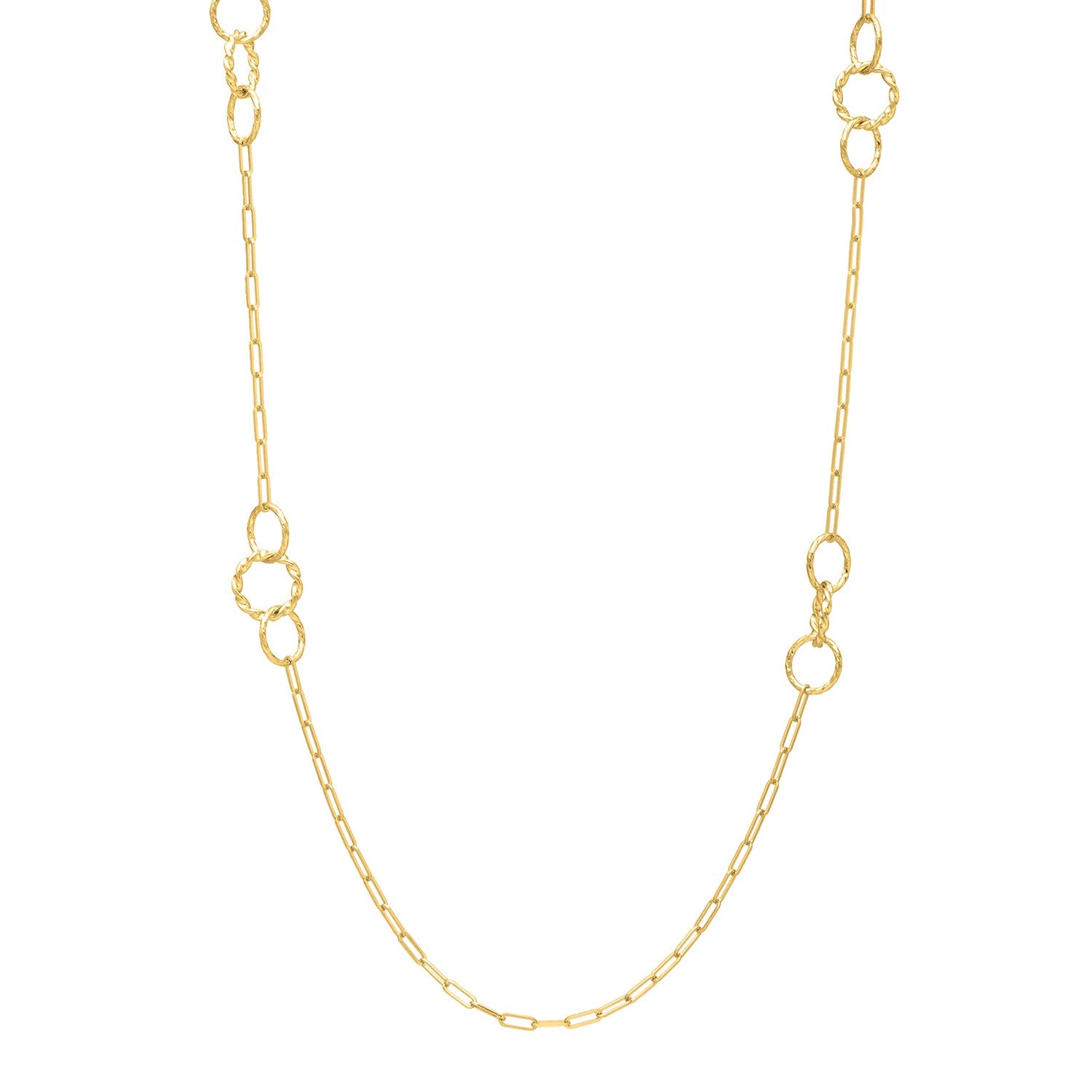 Twistted Link Necklace in 14K Yellow Gold in a sleek high-contrast midnight luxury editorial style