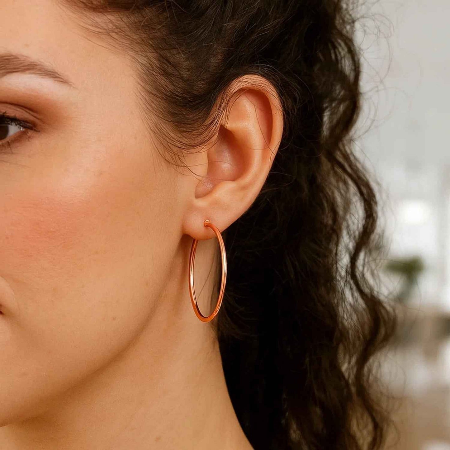 Classic Hoop Earrings in 14K Rose Gold (2x40 mm)
