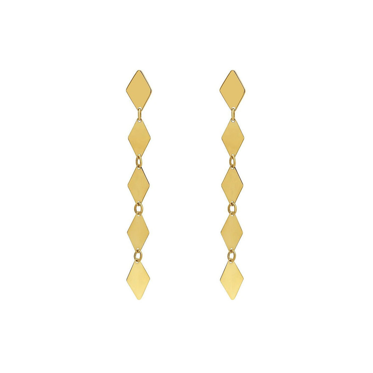 14K Yellow Gold Mirror Kite Link Drop Earrings