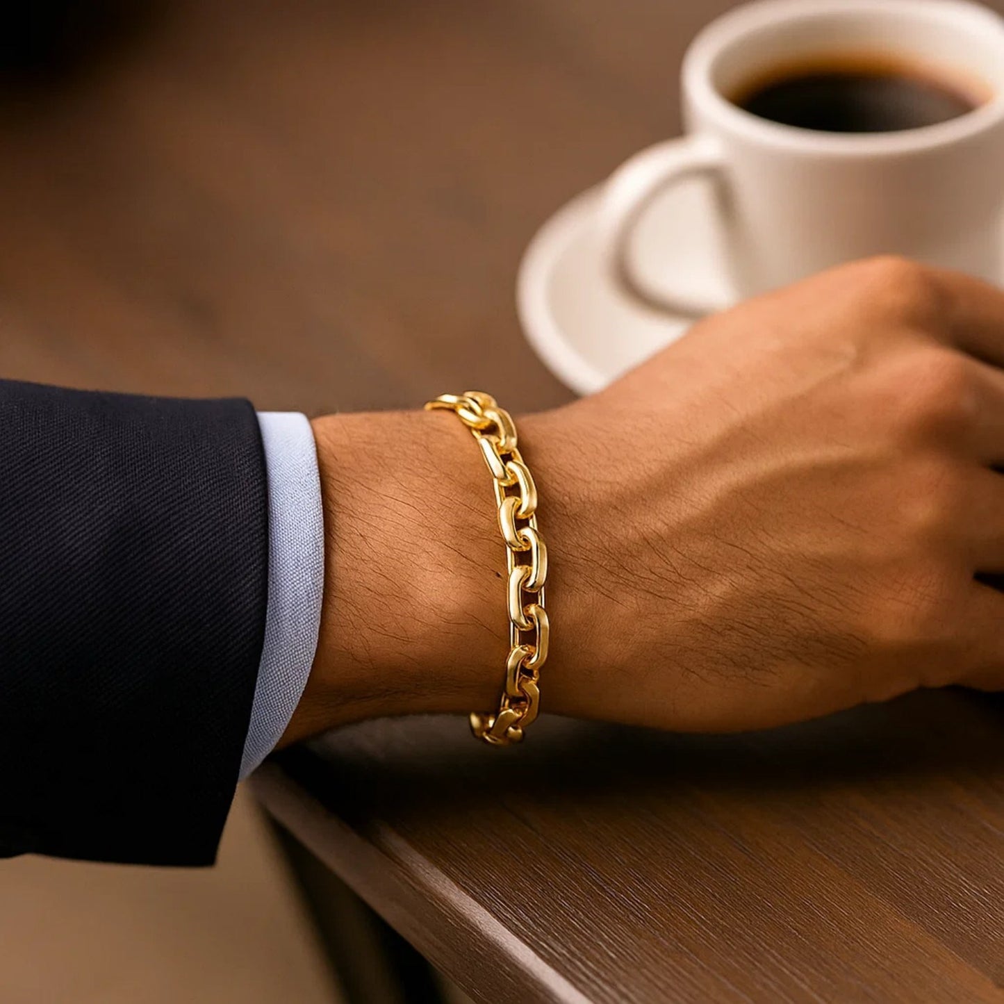 14k Yellow Gold French Cable Chain Bracelet (4.80 mm)