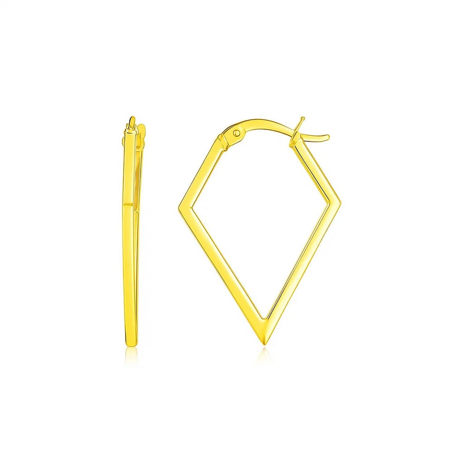 14K Yellow Gold Diamond Motif Hoop Earrings in a sleek high-contrast midnight luxury editorial style