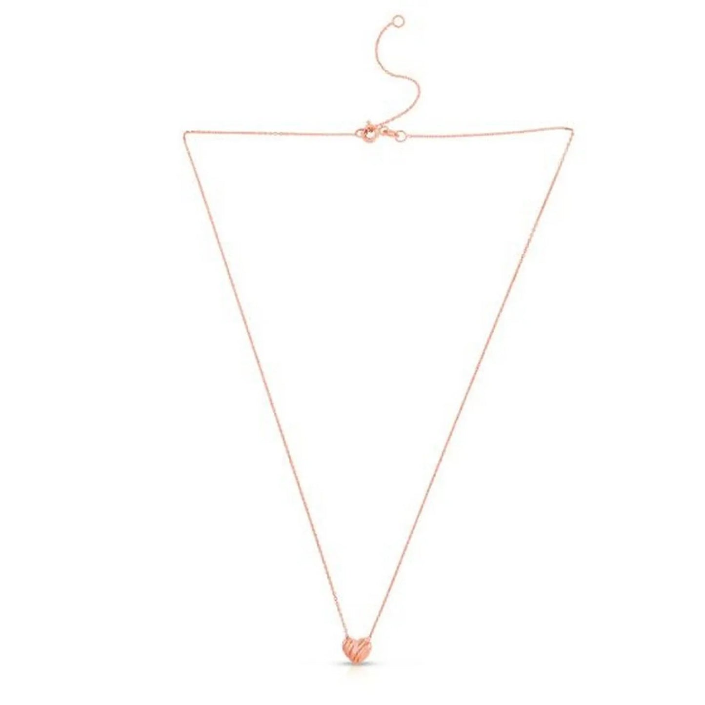 14k Rose Gold High Polish Scribbles Heart Necklace - Peelerie
