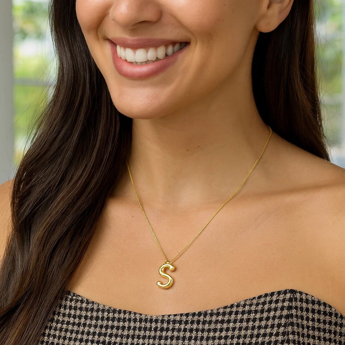 14K Yellow Gold Helium Initial S Pendant