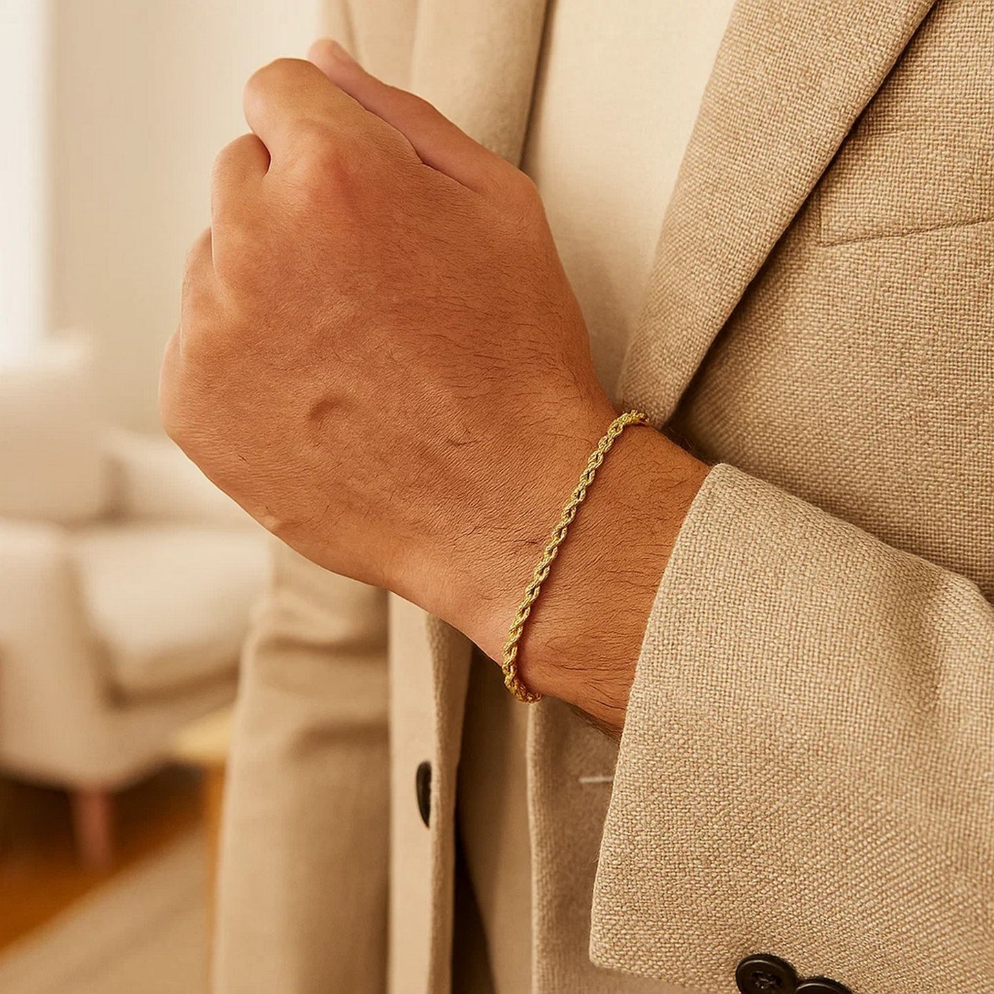 Silk Rope Chain Bracelet in 14k Yellow Gold (3.00 mm)