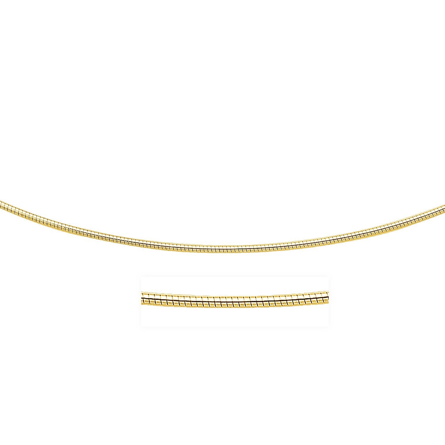 14k Yellow Gold Necklace in a Round Omega Chain Style in a sleek high-contrast midnight luxury editorial style