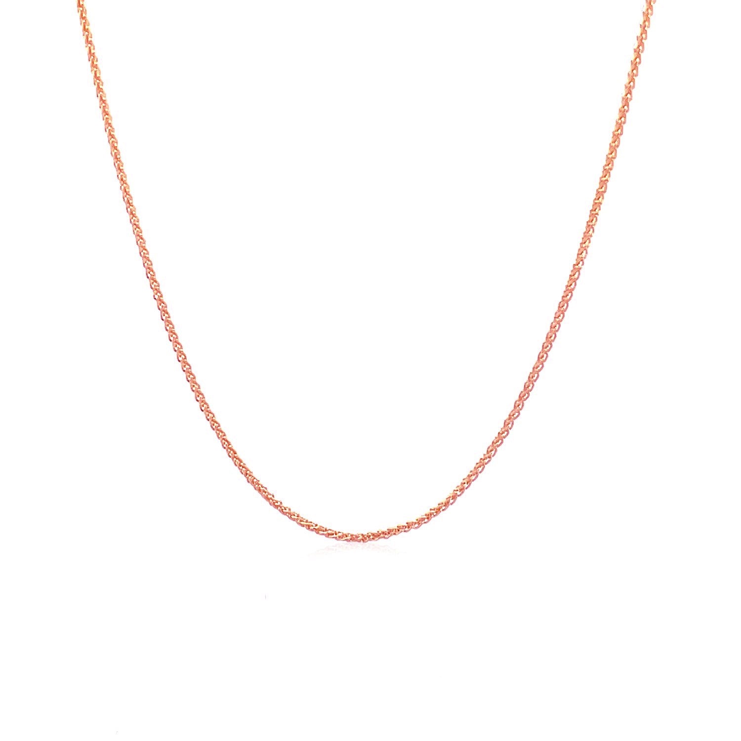 14k Rose Gold Round Wheat Chain (1.00 mm) in a sleek high-contrast midnight luxury editorial style