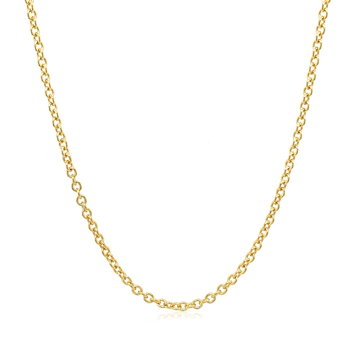 14k Yellow Gold Round Cable Link Chain (1.9 mm) in a sleek high-contrast midnight luxury editorial style