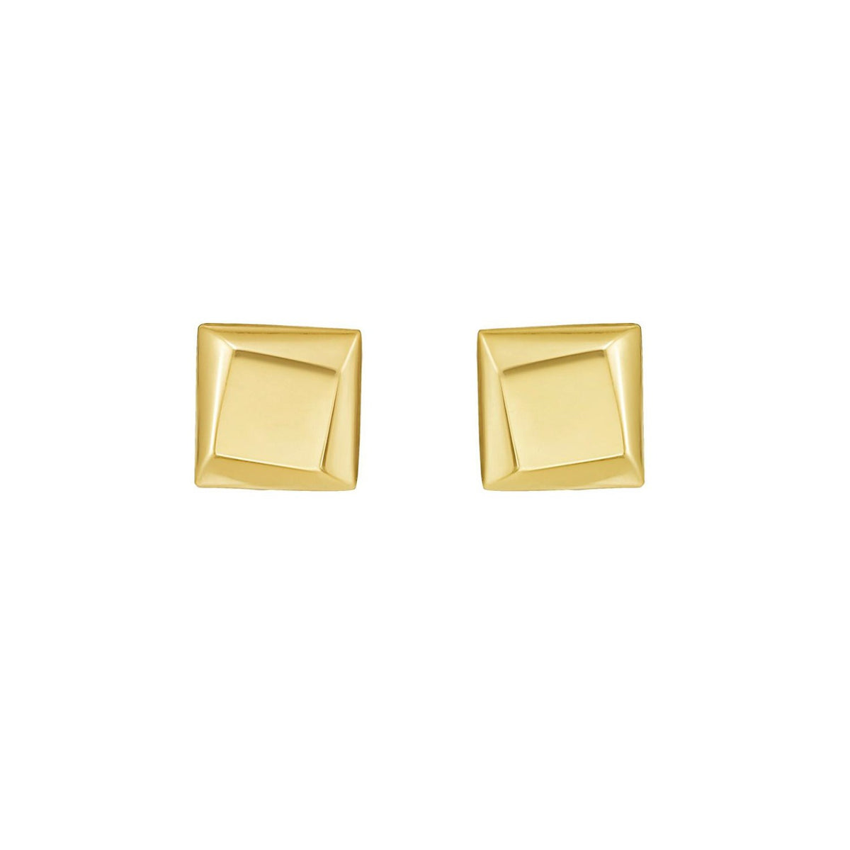 14K Yellow Gold Flat Back Square Earrings