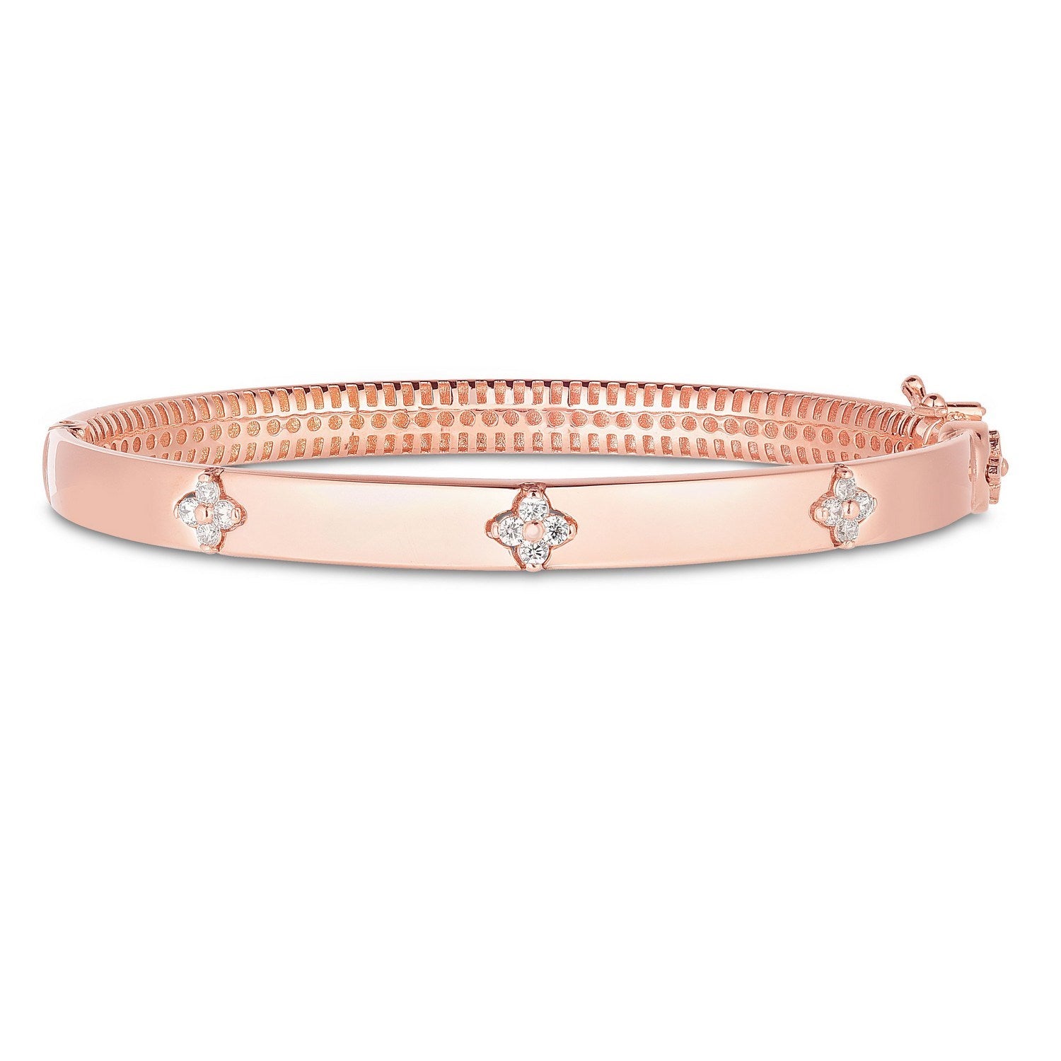 14k Rose Gold Trilogy Diamond Bangle (5.40 mm) - Peelerie
