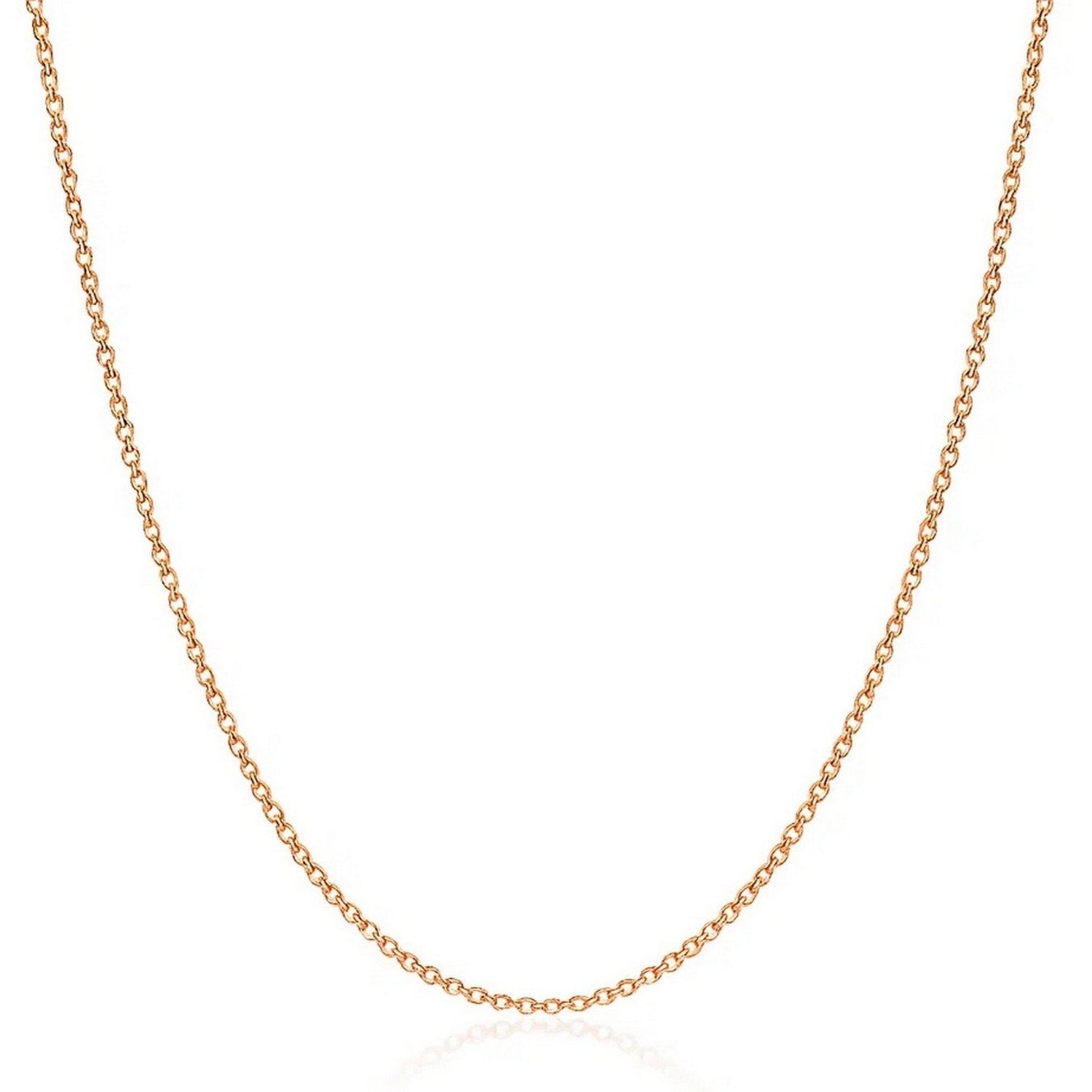 14k Rose Gold Diamond Cut Cable Link Chain (1.30 mm) in a sleek high-contrast midnight luxury editorial style