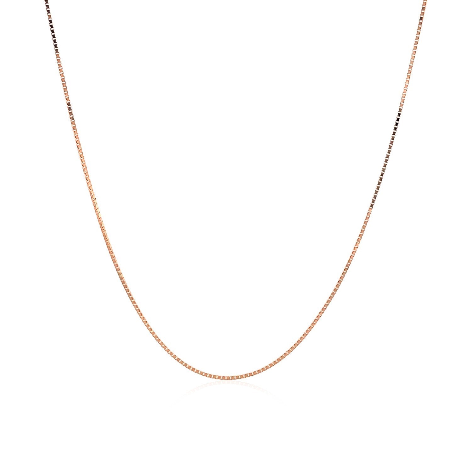 18k Rose Gold Classic Box Chain (0.60 mm) in a sleek high-contrast midnight luxury editorial style