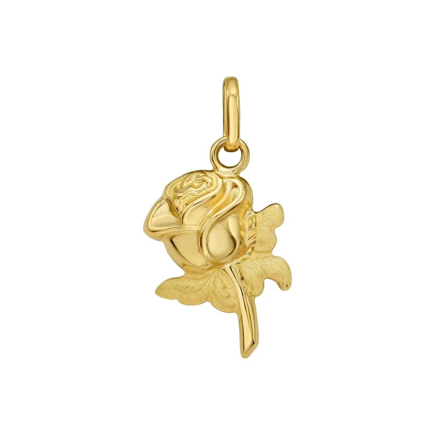 14K Yellow Gold Polished Rose Charm Pendant - Peelerie