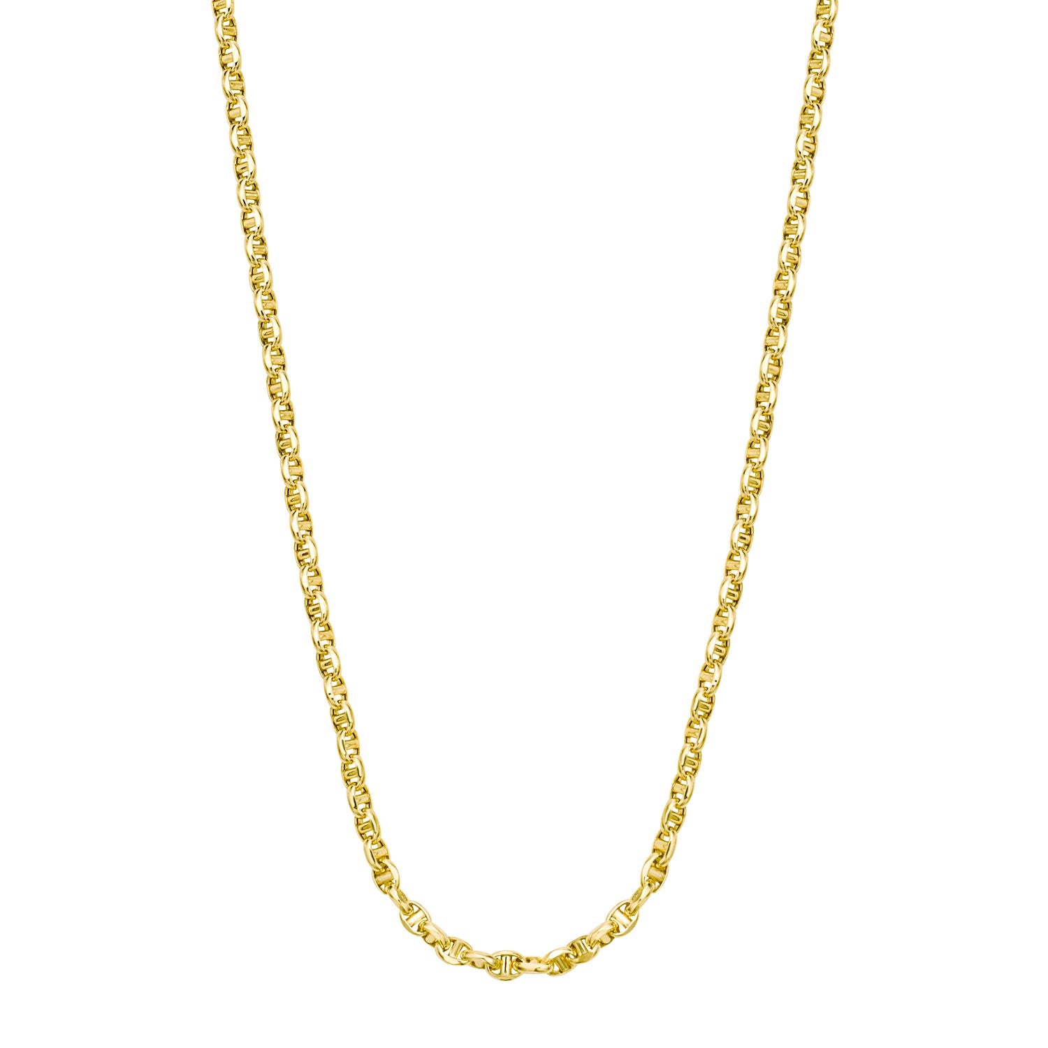 14k Yellow Gold Lite Anchor Chain (3.00 mm) in a sleek high-contrast midnight luxury editorial style