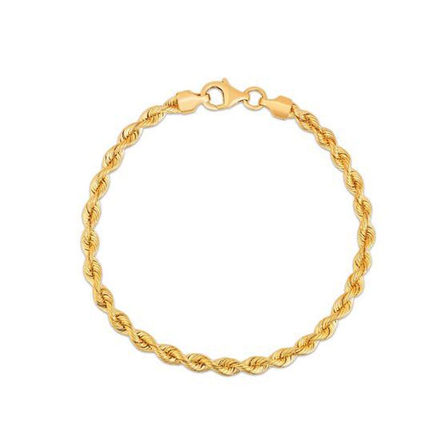 Silk Rope Chain Bracelet in 14k Yellow Gold (3.70 mm) in a sleek high-contrast midnight luxury editorial style